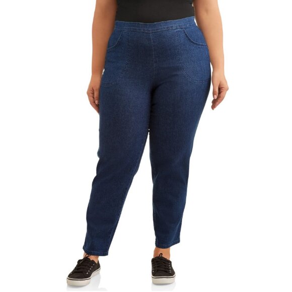 NWT Just My Size Denim Pants pull on elastic waist stretch Petite 3X 22W 24W - Picture 1 of 9
